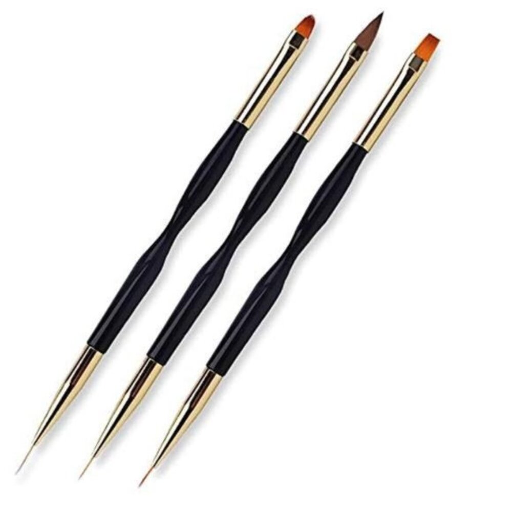 3 Pcs 🦋Nail Drawing Pen, Dual End Art Pen🦋 Brush Acrylic Round Flat   Liner